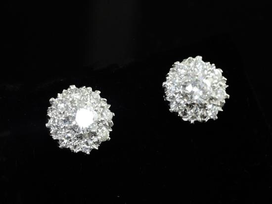 A pair of 18ct white gold and diamond cluster ear studs, 10mm.